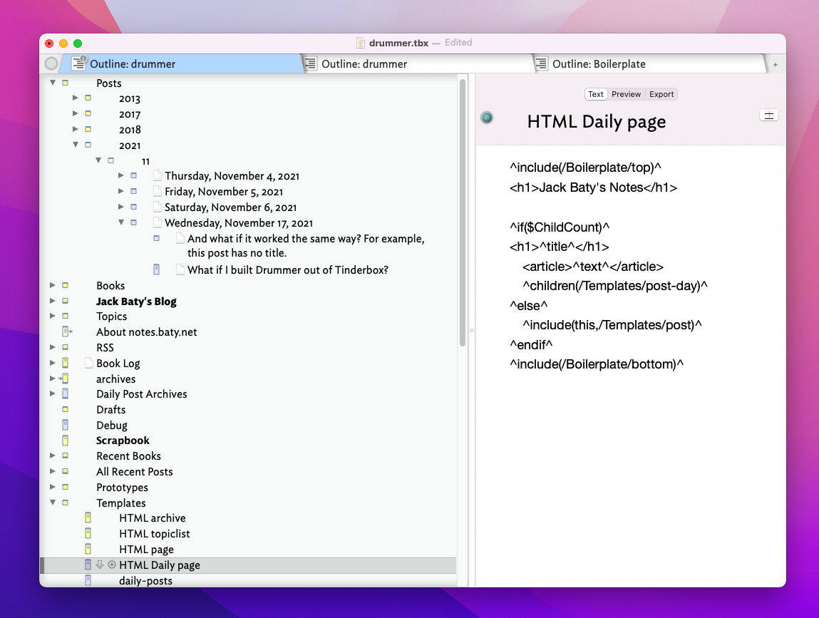 What if I built Drummer out of Tinderbox?