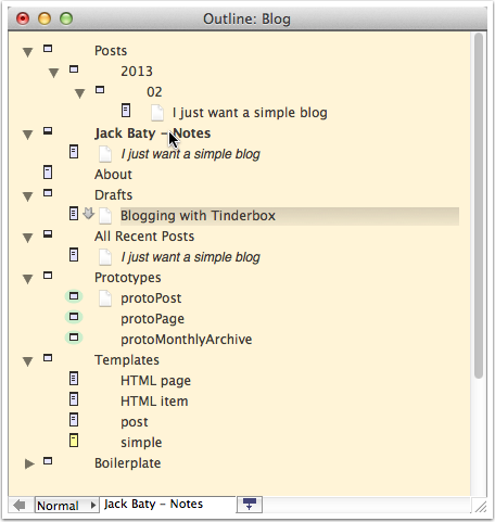 Tinderbox Blog Outline